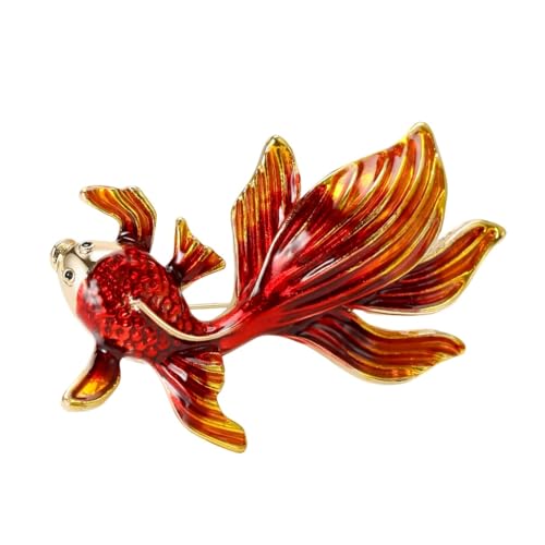 Image of Goldfish Brooch Pins for Women, Lucky Koi Carp Fish Brooch Pin, Cute Goldfish Animal Brooch Lapel Pin, Bohemian Goldfish Brooches Pins for Women Hat Bag Suit Dress Accessories