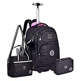 Kit Mochila Rodinhas Rebecca Bonbon Crinkle com Lancheira e Estojo Preta