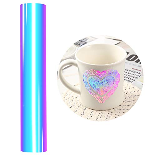Holographic Craft Vinyl Holographic Glossy Permanent Vinyl Adhesive Backed Vinyl Roll Compatible with Cricut, Silhouette, Cameo and Other Cutters (Opal)