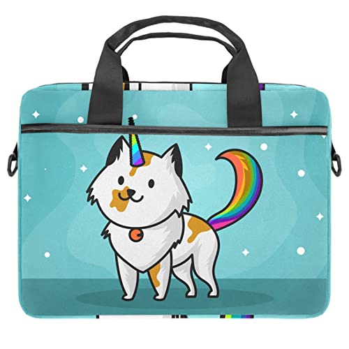 Sac à bandoulière plat pour ordinateur portable 13 à 14.5 pouces housse chat licorne multicolore