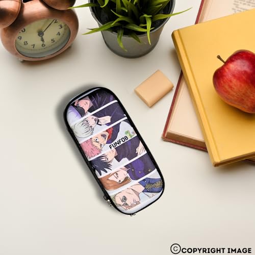 Image of Funfob Polyester Jujutsu Kaisen Pencil Box For School College For Pen Pencil Or Other Stationery Products Gojo Pencil Pouch|Jujutsu All Characters, Grey