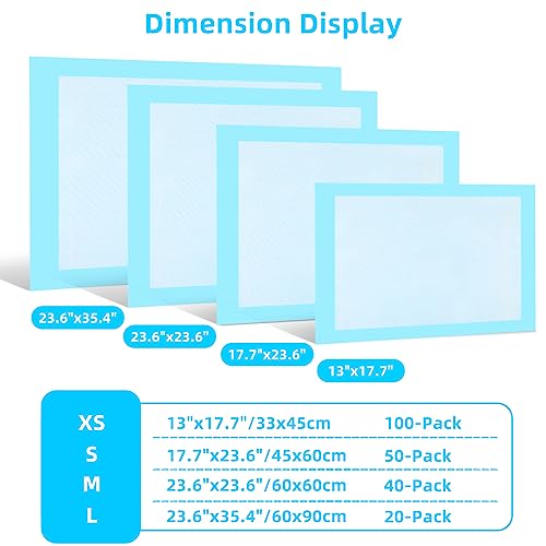 Image of Super Absorbent Waterproof Dog and Puppy Pet Training Pad, Housebreaking Pet Pad, Small-Size, 17.6''X23.6'' - 100 Count, Blue