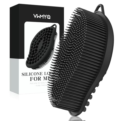Luffa en silicone et brosse exfoliante corps 2 en 1 pour homme et femme noir