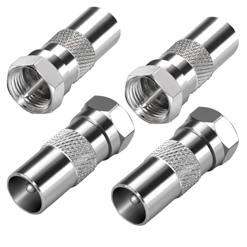 Pack De 4 Adaptateurs F Vers Coaxial - Pour TV, Antenne, Satellite Et Modem