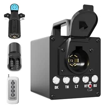 Portable Trailer Light Tester Box with 12V 10Ah Battery, Wireless Remote Control Operation, Fit for 7-Way Round &amp; 3/4/5 Flat Pin Type, with 7-pin Trailer Light Tester Plug