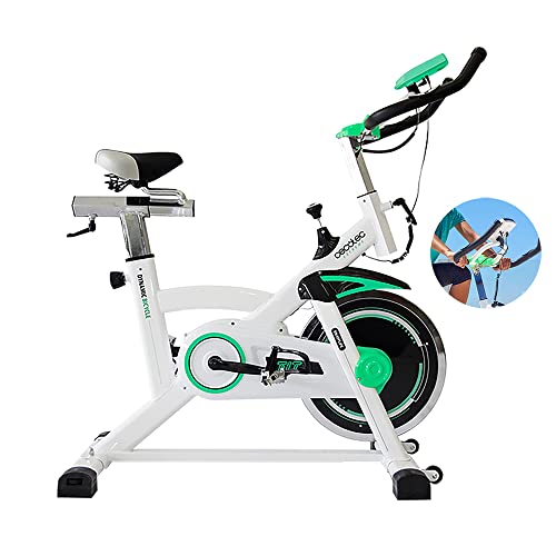 Cecotec Bicicleta Indoor Profesional Extreme X. Volante de Inercia de 16 Kg, Niveles de Resistencia Variable, Pulsómetro, Manillar y Sillín regulable, Pantalla LCD, Ruedas de Transporte