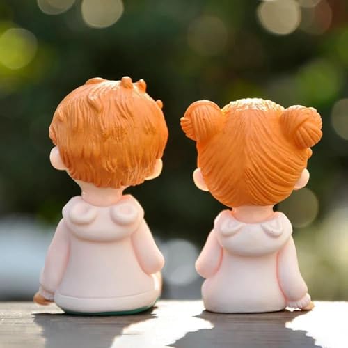 Image of Cute Cartoon Couple Car Dashboard Accessories | Plastic Action Figure Ornament with Balloon | Interior Dashboard Decoration for Car, Home, Office (8 x 4 cm) (Model 2)