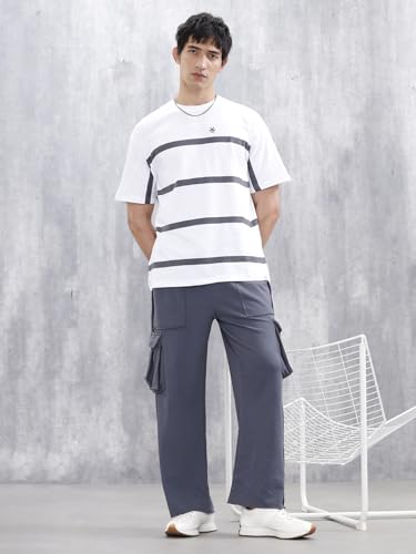 Image of WROGN Men's Cotton Cargo Pants | Solid | Relaxed Fit