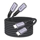 USB C Extension Cable 10ft 2 Pack, USB3.2 Gen2 Extender Male to Female Full Function 10Gbps Data Transfer/ 4K@60Hz Video/ 100W Charging, Type C Cord for Monitor Laptop Tablet Phone Dock Hub and More