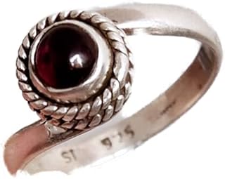 Natural Garnet Ring, 925 Sterling Silver Plated, Minimalist Ring, Daily Wear Ring, Red Garnet ~ Gemstone Jewelry, Handmade Ring, Red stone Ring, Women Ring, Round Stone Ring, Vintage Ring, Garnet Jewelry