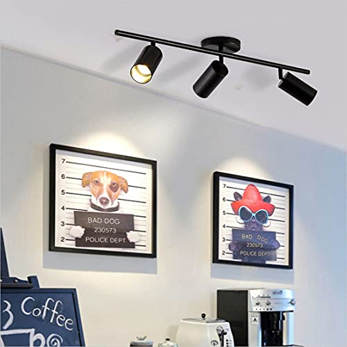 Image of KCO Lighting Modern Matte Black Track Lighting 3-Lights Kitchen Track Lighting Fixtures Ceiling Indoor Flush Mount Ceiling Spotlights Dimmable LED Ceiling Spot Light (3-Light)