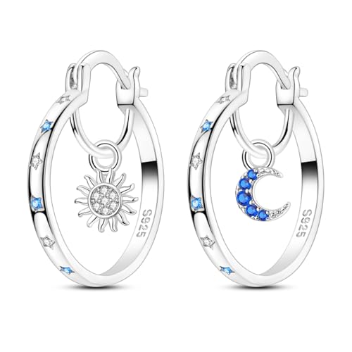 Parmuz Pendientes de aro de plata de ley 925 grandes y grandes para mujer, ligeros, trenzados, con circonita cúbica, joyería hipoalergénica para ella, Plata de ley, Circonia cúbica