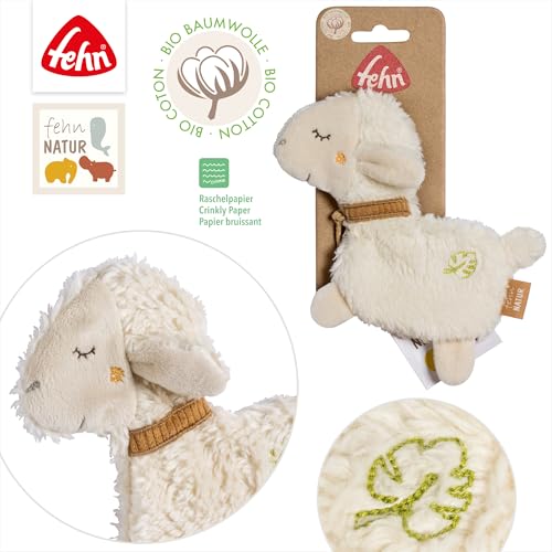 Fehn Knister-Schaf – Activity-Rascheltier aus Baumwolle – Babyspielzeug zum Greifen, Spielen und Geräusche erzeugen – optimaler Begleiter für Babys und Kleinkinder ab 0+ Monaten