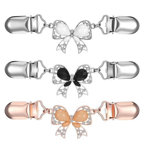 3PCS Bow Cinch Clips, Vintage Metal Sweater Clips Back for Women, Retro Waist Clip to Tighten Dress Fit for Pant Shawl Cardigan Shawl Collar, Multi-Use Clothing Accessories