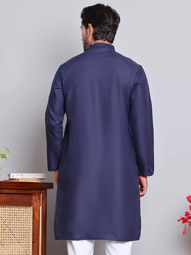 Image of Amazon Brand - Tavasya Men Casual Collared Festive Kurta | Cotton Blend | Solid | Knee Length | Regular Fit (Available in Plus+ Sizes)
