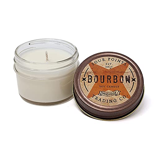 Cuatro puntos Trading Co. Bourbon vela perfumada 4 oz soy pequeño Lote hecho a mano