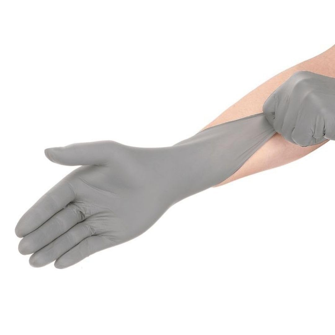 Powder Free Nitrile Hand Gloves Food Grade Gloves (Grey) (L, 100, count)-image-26