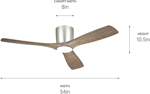 Miniatura 2 de KICHLER Ventilador Volos de 54 pulgadas, níquel cepillado, pequeño