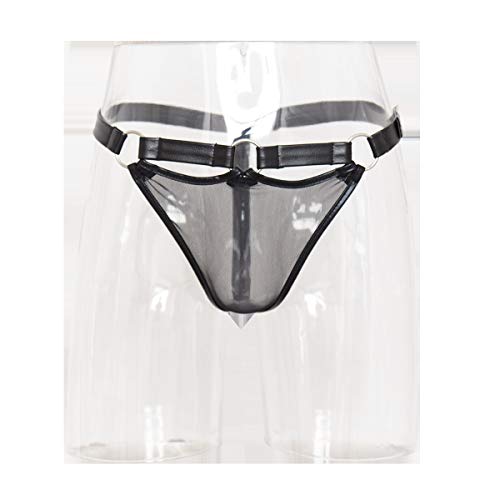 Mens Sexy See Through Thong Underwear Mesh Sexy Adjustable Transparent Thongs for men Black2
