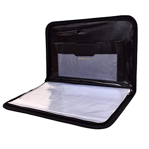 Image of FutureX PU Leather 20-Leaf File Folder, Plain Strip Interview Portfolio Professional Files Zipped Folders, Document Holder Organizer Leaf Certificate File Holder (Pack of 1, Multicolor, FS Size)