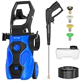 1.76 GPM Electric Pressure Washer, 2300 Max PSI Power Washer with Stainless Steel Wand, 4 Spray Nozzles, Built-in 0.9L Detergent Tank, 20 Ft Hose, 35 Ft Power Cord for Cars, Driveway, Home Cleaning
