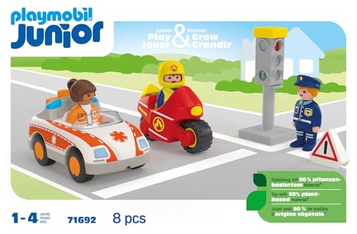 Miniatura 5 de PLAYMOBIL Junior 71692 Héroes del día a día, Incluye Doctora, Bombero y Oficial de policía, Juguete Hecho de plásticos a Base de Plantas, Juguetes para niños y niñas a Partir de 1 año