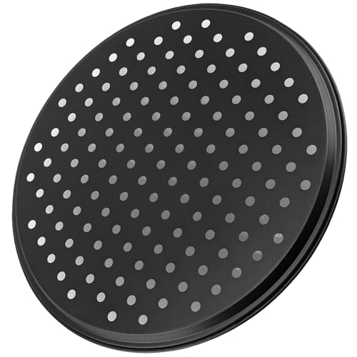 MANCHAP 4 PCS 32cm Pizza Tray, 12.5 Inch Non Stick Carbon Steel Pizza Tray with Holes, Black Round Pizza Baking Oven Pans for Baking - Image 5