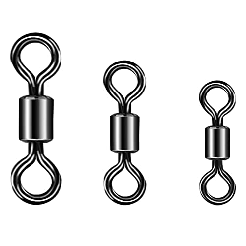 Micro Swivels Perfect Tippet Connection for General Fishing and Fly Fishing Free Rotation High Strength Corrosion Resistance Stainless Steel Fishing Swivels Barrel Swivels(L:0.35inch-9mm-30LB-50pc)