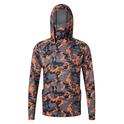 Hommes Chemise à Capuche Rashguard Été Respirant à Séchage Rapide Chemise de Pêche à Manches Longues Sweats à Capuche UPF50 + Pull à Manches Longues pour la Pêche en Plein Air,Natation (01 E, XXL)