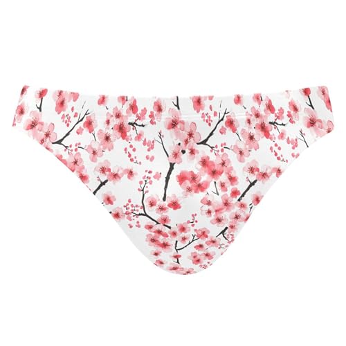 Pink Cherry Blossoms Swim Briefs for Men Swimsuit Bikini Swimwear S B0404320