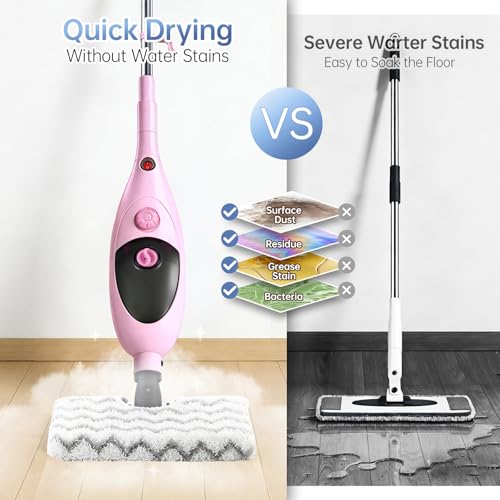 Image of 12-in-1 Steam Mop Cleaner, 15-Sec Fast Heat-Up, 1200W Floor Steamer with Double-Sided Pads, Removes 99.99% Stubborn Stains for Hardwood Floors, Marble, Clothes, Windows, Tiles, White