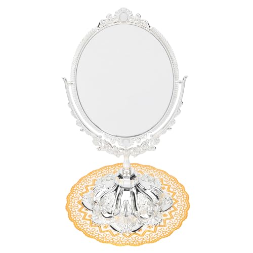 Miroir de maquillage double face en métal argenté de table - 2