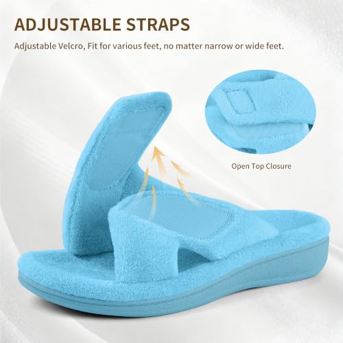 Image of BCSTUDIO Women's Orthopedic House Fuzzy Slippers with Arch Support | Plantar Fasciitis Relief Orthotic Furry Slippers, Open Toe, Cross-Band, Non-slip Sole, Machine Washable, Indoor Outdoor