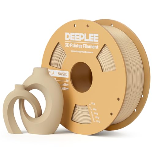 DEEPLEE PLA Basic 1,75mm Filamento,precisione ±0.02mm.Avvolto perfettamente e anti-ostruzione.Compatibile con la maggior parte delle stampanti FDM,beige,1kg.