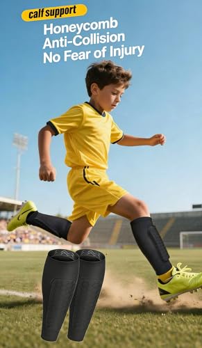 1 Par de Canilleras de Fútbol SUJAYU para Adolescentes y Niños, Protección Anti-Colisión con Almohadillas de Panal, Mangas para Defender las Canillas miniatura 2