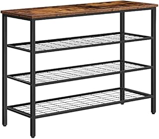 HOOBRO 4-Tier Shoe Rack, Shoe Rack Organizer with 3 Metal Mesh Shelves, 100 x 30 x 68 cm, Shoe Organizer Shelf for Entryway, Hallway, Closet, Bedroom, Sturdy, Industrial, Easy Assembly EBF04XJ01