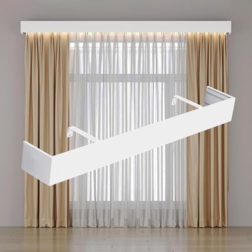 Cornice Board Kit, Curtain Valance Box Ceiling Or Wall Mounting With Double Tracks, Blackout Valance Cornice Panel Cover For Bedroom Living Room Window Deco(Size:17m/55.7ft,Color:White Wall Mount)