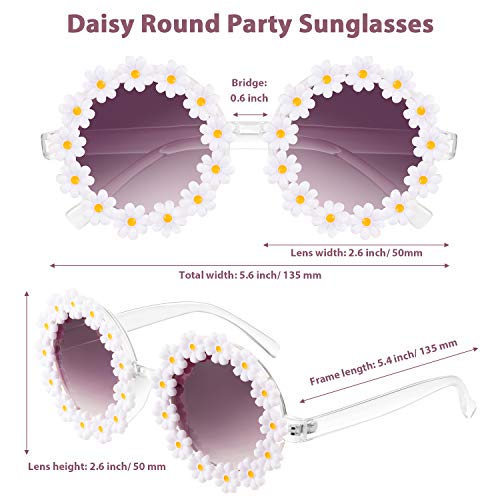 2 Pairs Daisy Flower Sunglasses for Women Round Flower Glasses for Adult kids Decor with Glasses Cloth Flannel Bag2