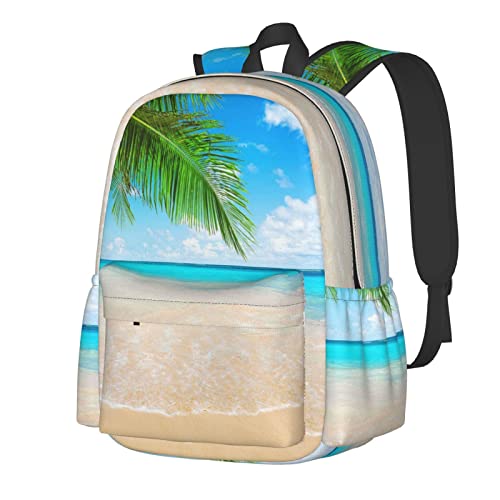 Grand sac à dos décontracté pour ordinateur portable imprimé tropical noir pour ado