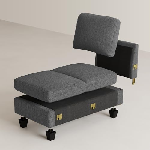 Image of Belffin Modular Sectional Sleeper Sofa Bed with Extendable Length Deep Seat Cloud Couch for Living Room. Dark Grey