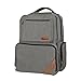 Bembar Co. Diaper Bag Backpack with Stroller Straps and Changing Pad - Grey Fashion Tote for Mom and Dad with Large Opening and Waterproof Insulated Pockets - Stylish Cute Baby Care Purse for Toddler