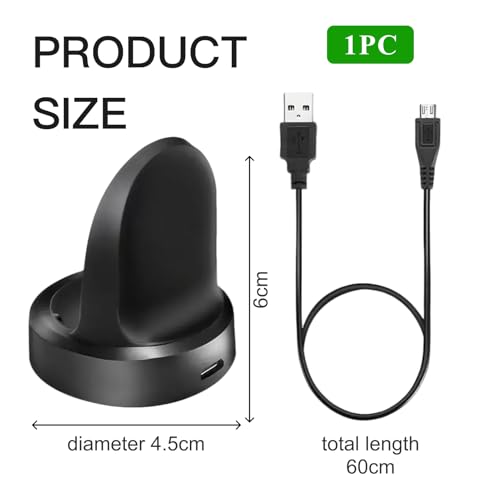 Image of Galaxy Watch Charging Dock, 4.5 cm Diameter, 60 cm USB Cable, Compatible with 46mm /42mm /Gear S2 /S3 /S4, Black