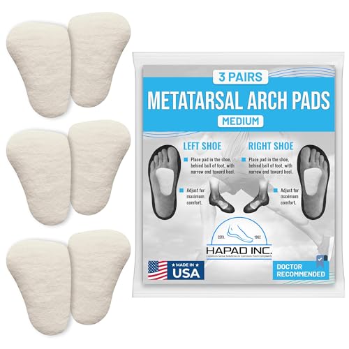 Image of HAPAD Longitudinal Metatarsal Arch Support Inserts for Women & Men, Medium (Pack of 3) - Adhesive Arch Support Pads, Metatarsal Pads, Shoe Insoles - Foot Arch Supports for Flat Feet, Fallen, High Arch