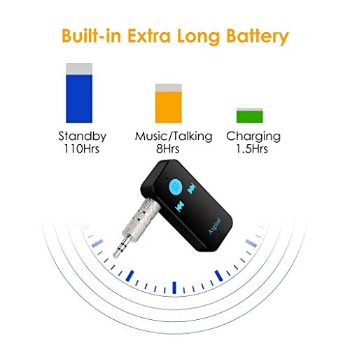 Bluetooth Aux Adapter Car Audio Receiver, Mini Wireless Audio Adapter Hands-Free Car Kit Music Streaming 3.5mm Stereo Output (Bluetooth 4.1, A2DP, 8H Play,TF/SD Card) for Home Car Sound System - Thumbnail 6