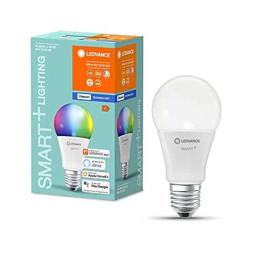 LEDVANCE Smart RGB LED lamp, especially for Alexa, frosted bulb shape for E27 base, ZERO TOUCH SETUP - easy setup just by click, RGBW colours + light colour changeable(2700-6500K), 60W-replacement,ZTS