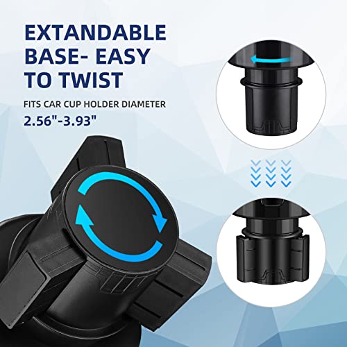 Tykor Car Cup Holder Expander, Cup Holder Expander For Car With Adjustable Base, Fits Yeti 24/36/46Oz, Hydro Flasks 32/40Oz, Large Bottles In 2.7"-4.1" #TOP2