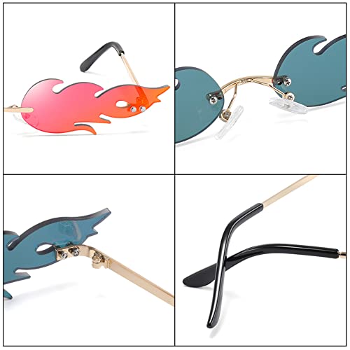 ENTHYI Polygon Flame Sunglasses for Women Frameless Party Colorful Punk Eyewear Cosplay Glasses Men4