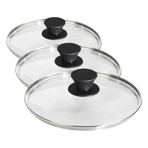 Image of Lodge Round Tempered Glass Lid - Versatile Glass Lid for 8 Inch Skillets and Pans - Dishwasher Safe and Oven Safe up to 400 (Pack of 3)