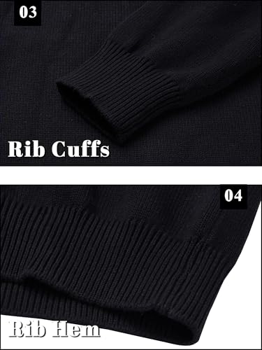 TACVASEN Men's Quarter Zip Sweaters Cotton Pullover Sweater Striped Casual Fall Winter Warm Pullover Sweatshirts 5