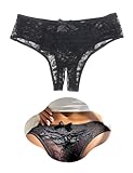 ohyeah Women Plus Size Cheeky Panties Lace G-String Thongs Panties Trim Boyshort Underwear T-Back Crotchless Underpants